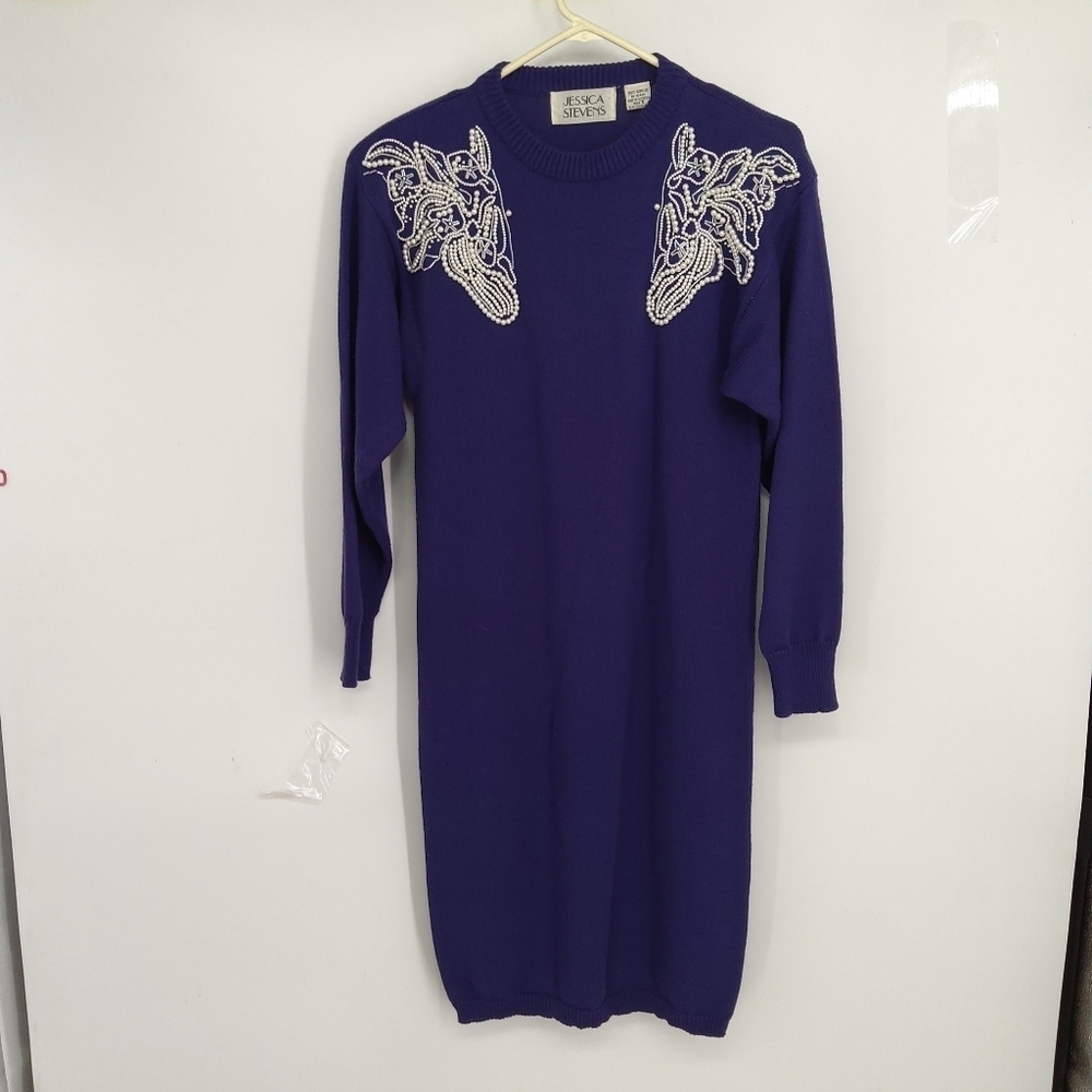 VINTAGE JESSICA STEVENS SMALL BEADED SWEATER DRESS
